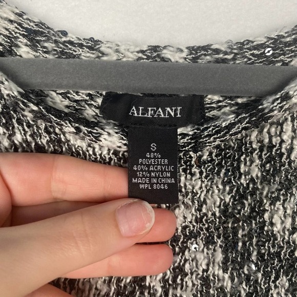 Alfani‎ Women's Size S Black and White with Sparkles Crewneck Pullover Sweater - Picture 4 of 7